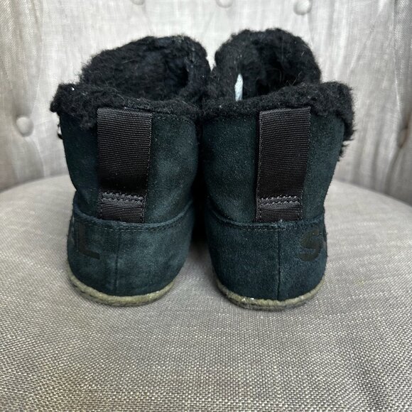 Sorel Nakiska Boot Womens Sz 8.5 Black Slip on Low Winter Snow Ankle Bootie - Picture 7 of 10